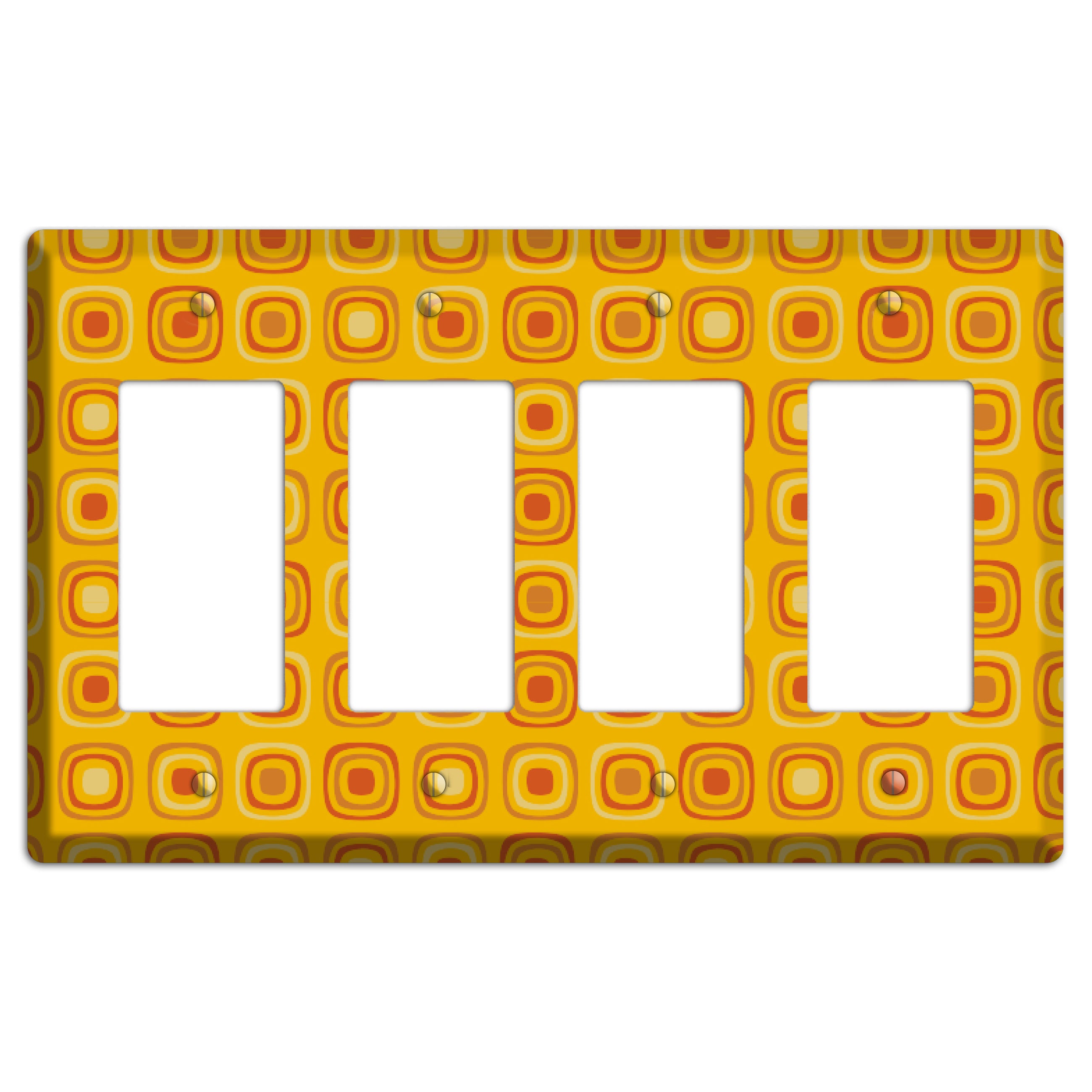 Multi Orange Red Retro Squares 4 Rocker Wallplate