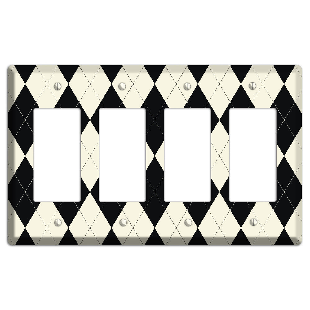 Black and Tan Argyle 4 Rocker Wallplate