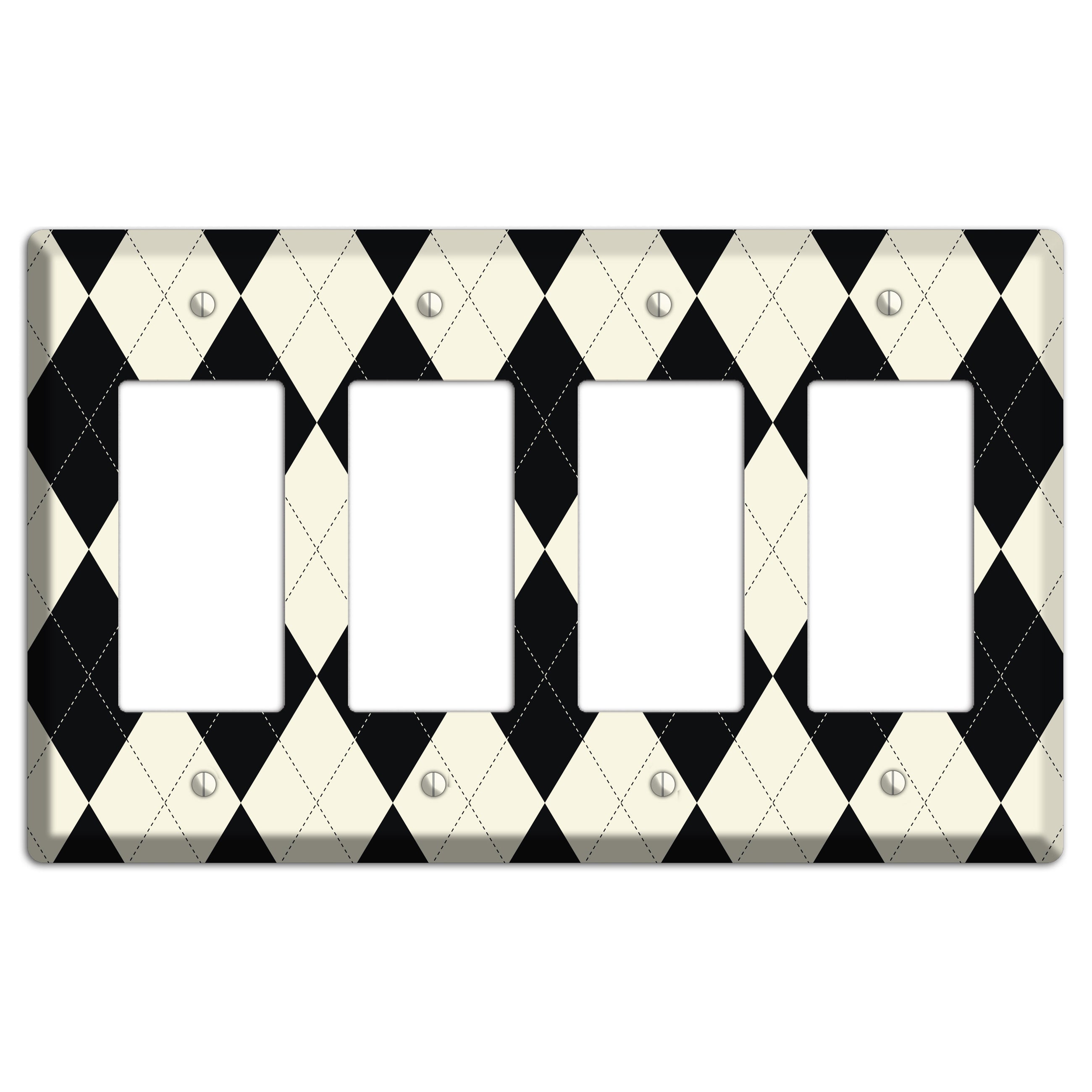 Black and Tan Argyle 4 Rocker Wallplate