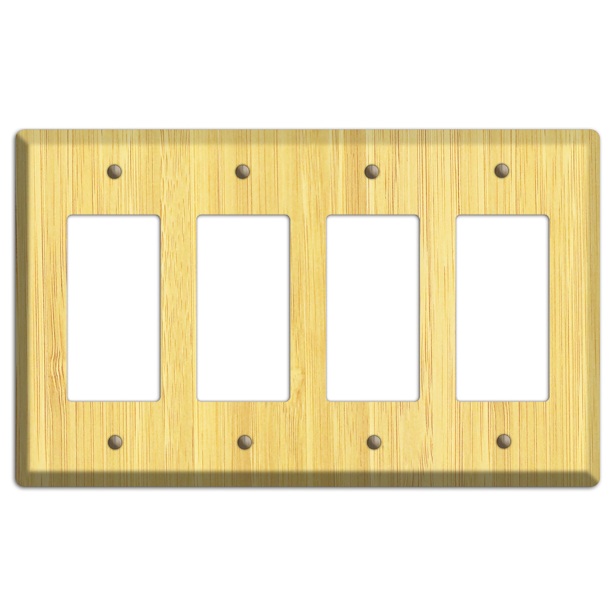 Natural Bamboo Wood Four rocker Switchplate