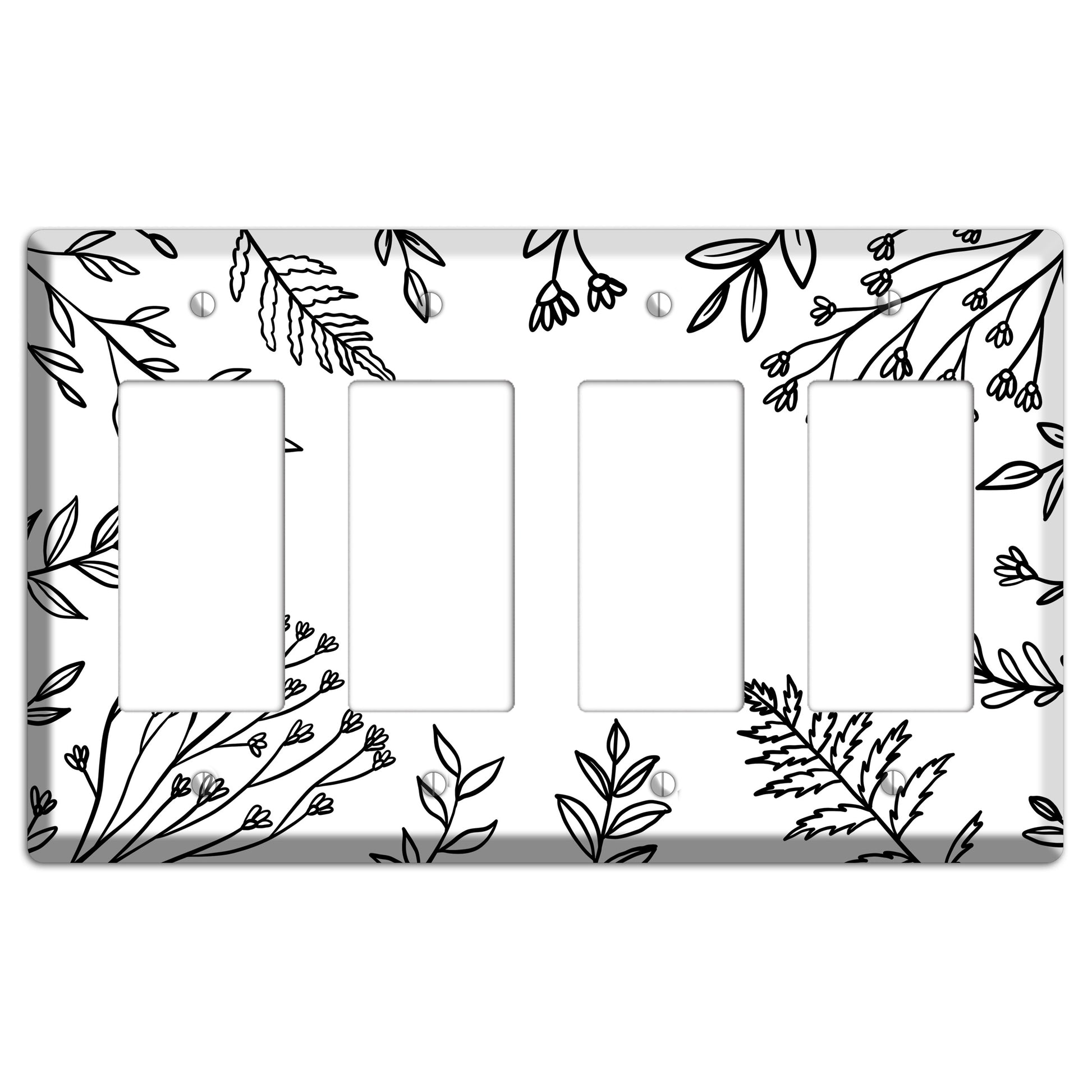 Hand-Drawn Floral 38 4 Rocker Wallplate