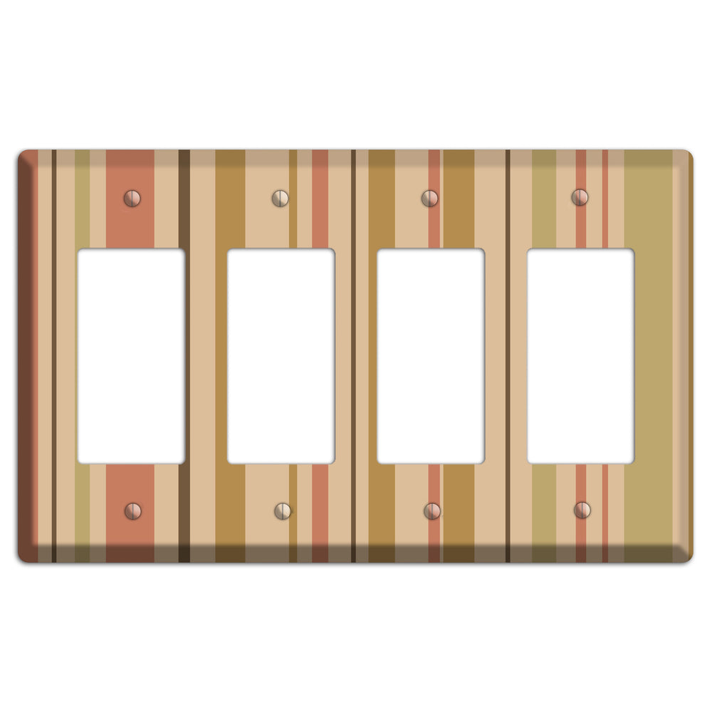 Multi Dusty Pink Vertical Stripes 4 Rocker Wallplate
