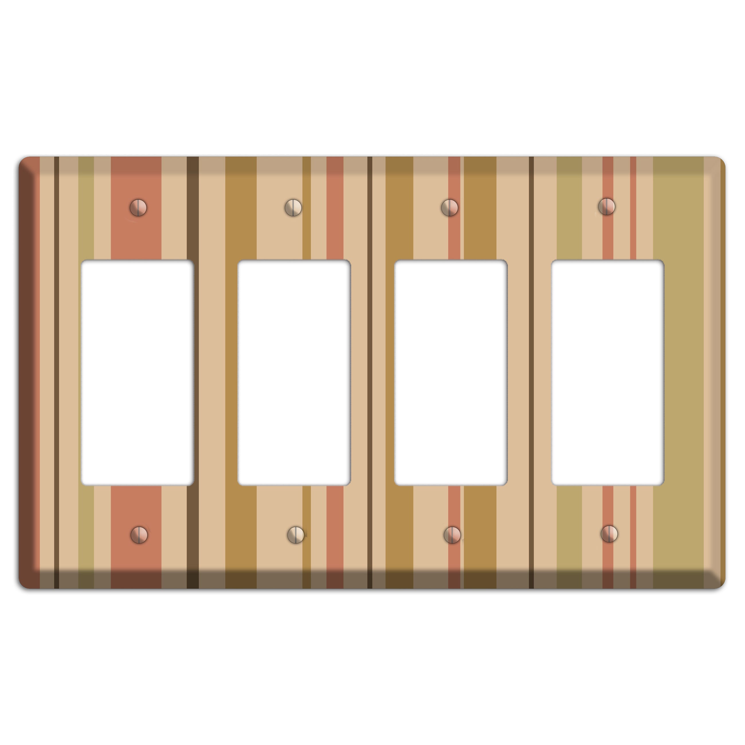 Multi Dusty Pink Vertical Stripes 4 Rocker Wallplate