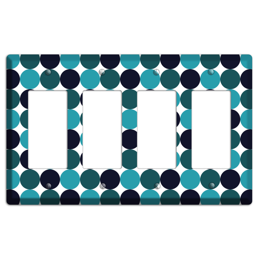 Multi Aqua Tiled Dots 4 Rocker Wallplate