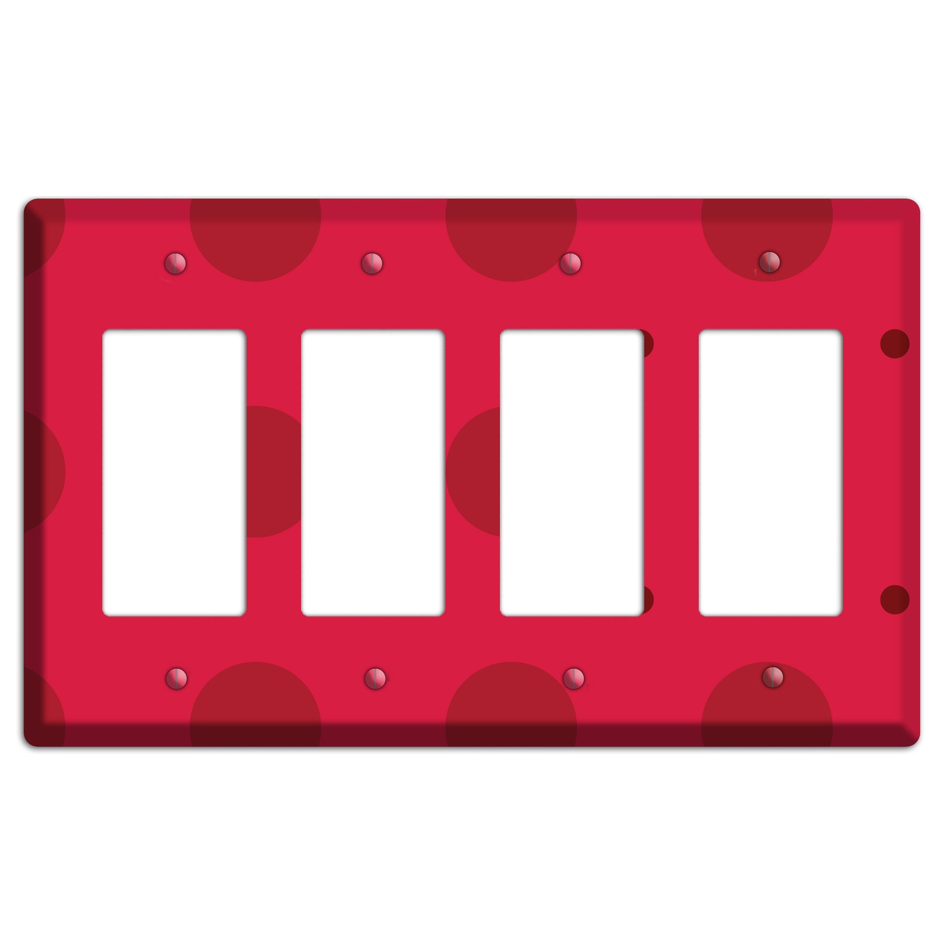 Red with Red Multi Tiled Medium Dots 4 Rocker Wallplate