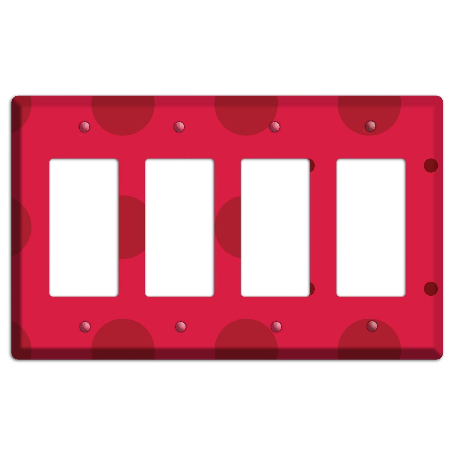 Red with Red Multi Tiled Medium Dots 4 Rocker Wallplate