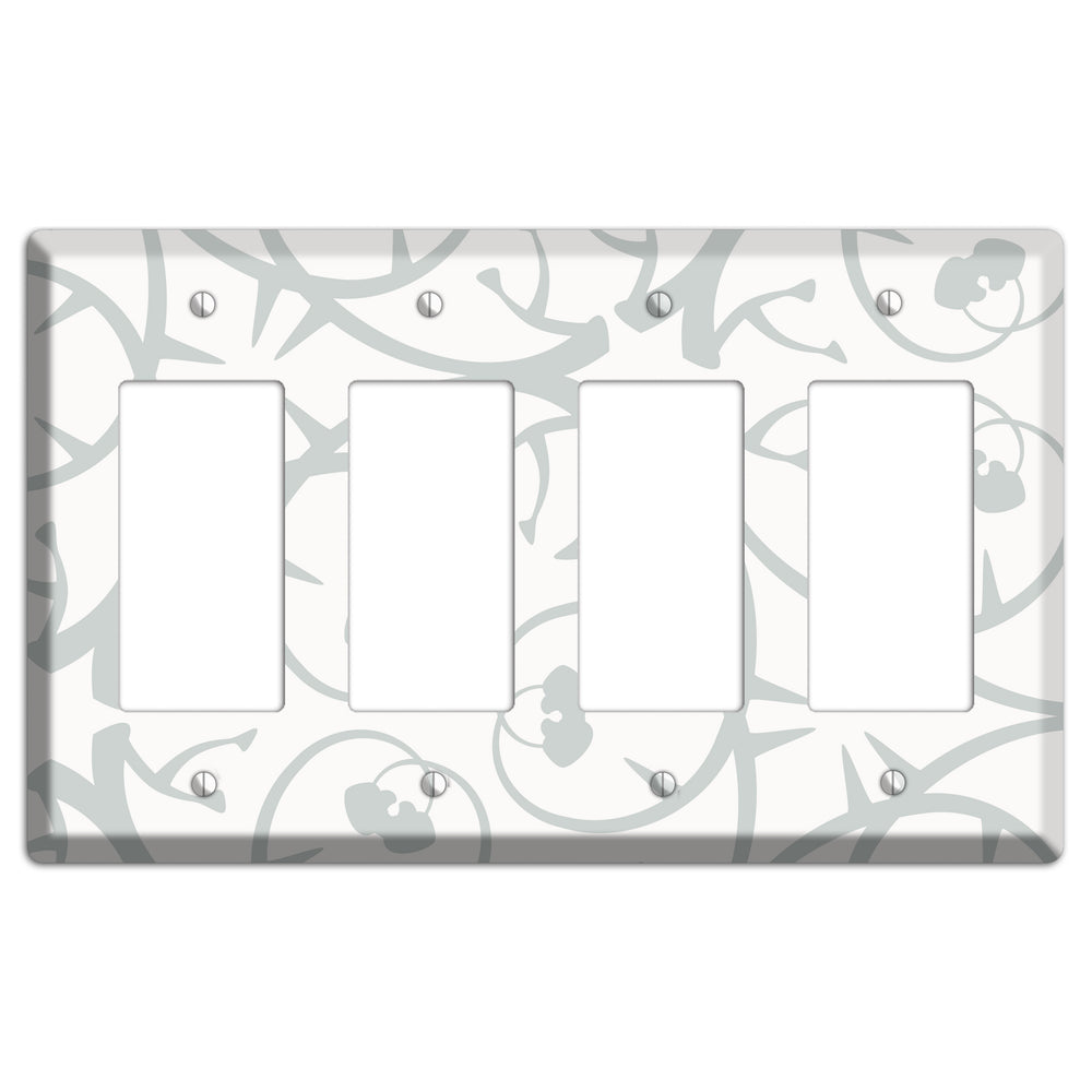 White with Grey Abstract Swirl 4 Rocker Wallplate