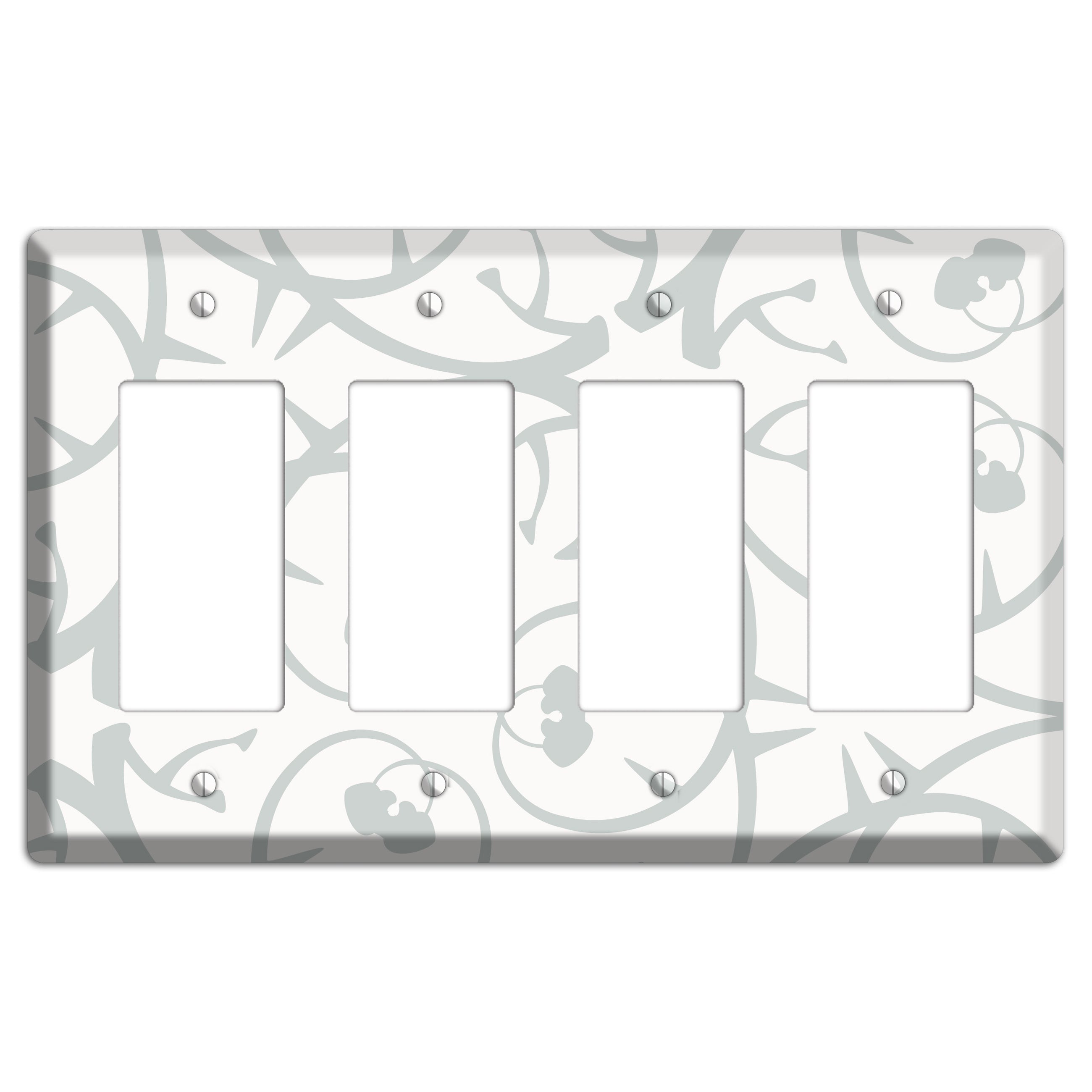 White with Grey Abstract Swirl 4 Rocker Wallplate