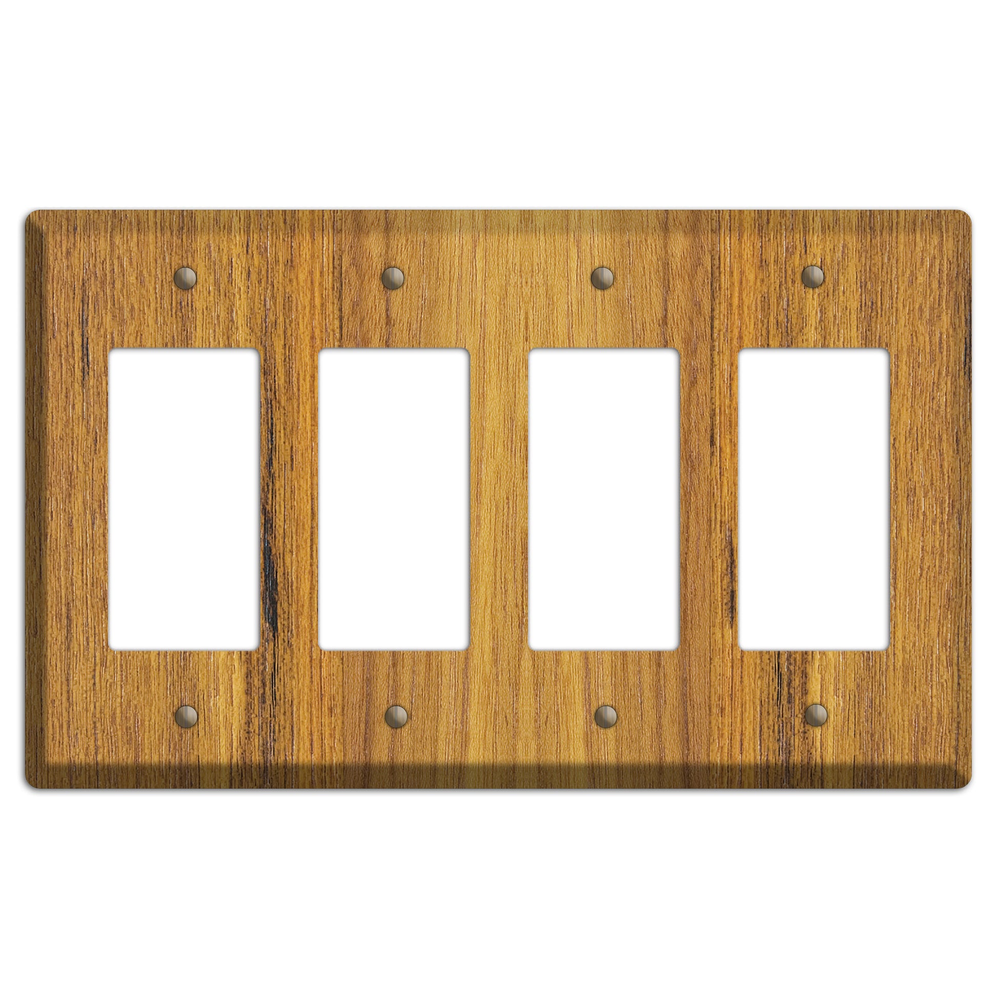 Teak Wood Four rocker Switchplate