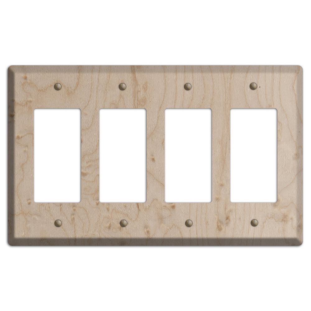 Birdseye Maple Wood Four rocker Switchplate