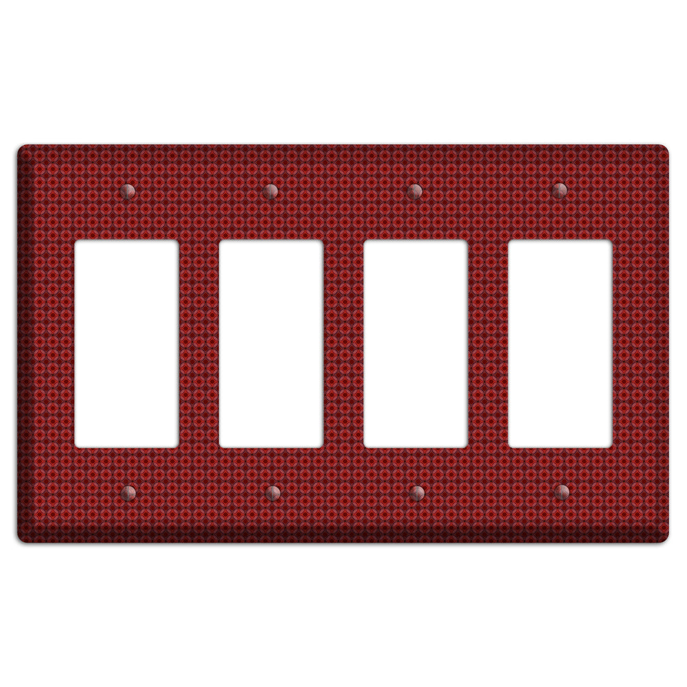 Multi Red Tiled Foulard 4 Rocker Wallplate