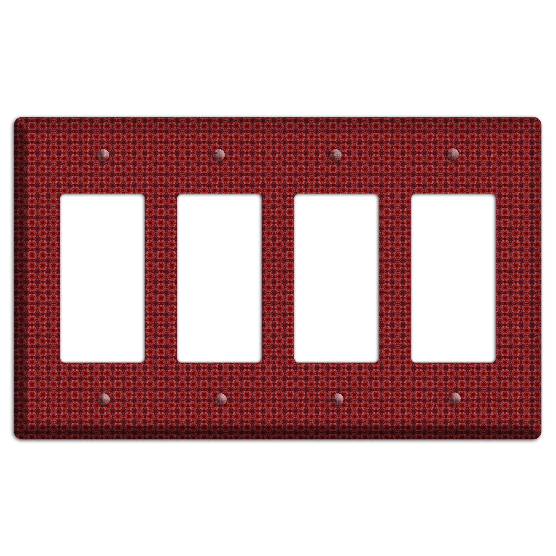 Multi Red Tiled Foulard 4 Rocker Wallplate