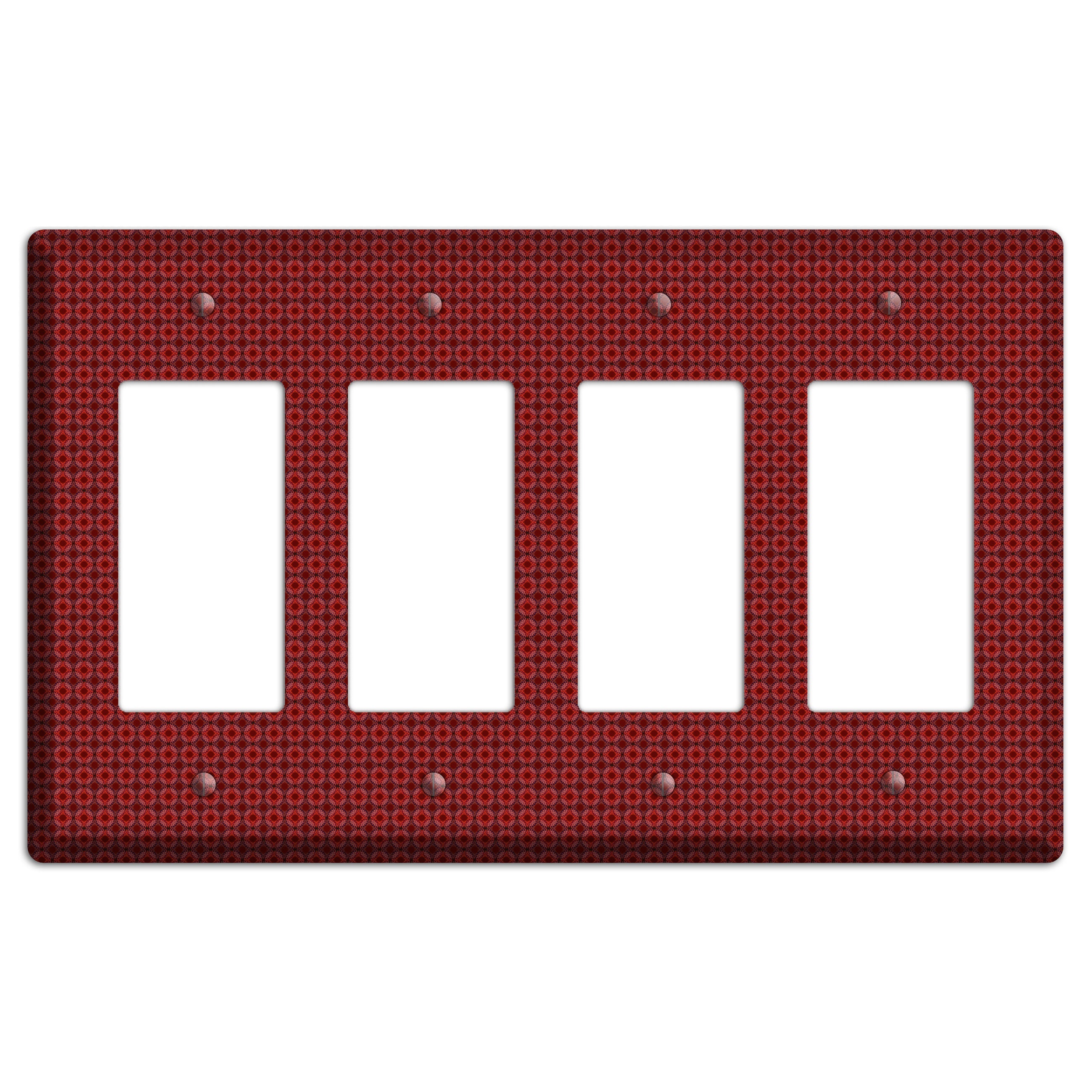 Multi Red Tiled Foulard 4 Rocker Wallplate