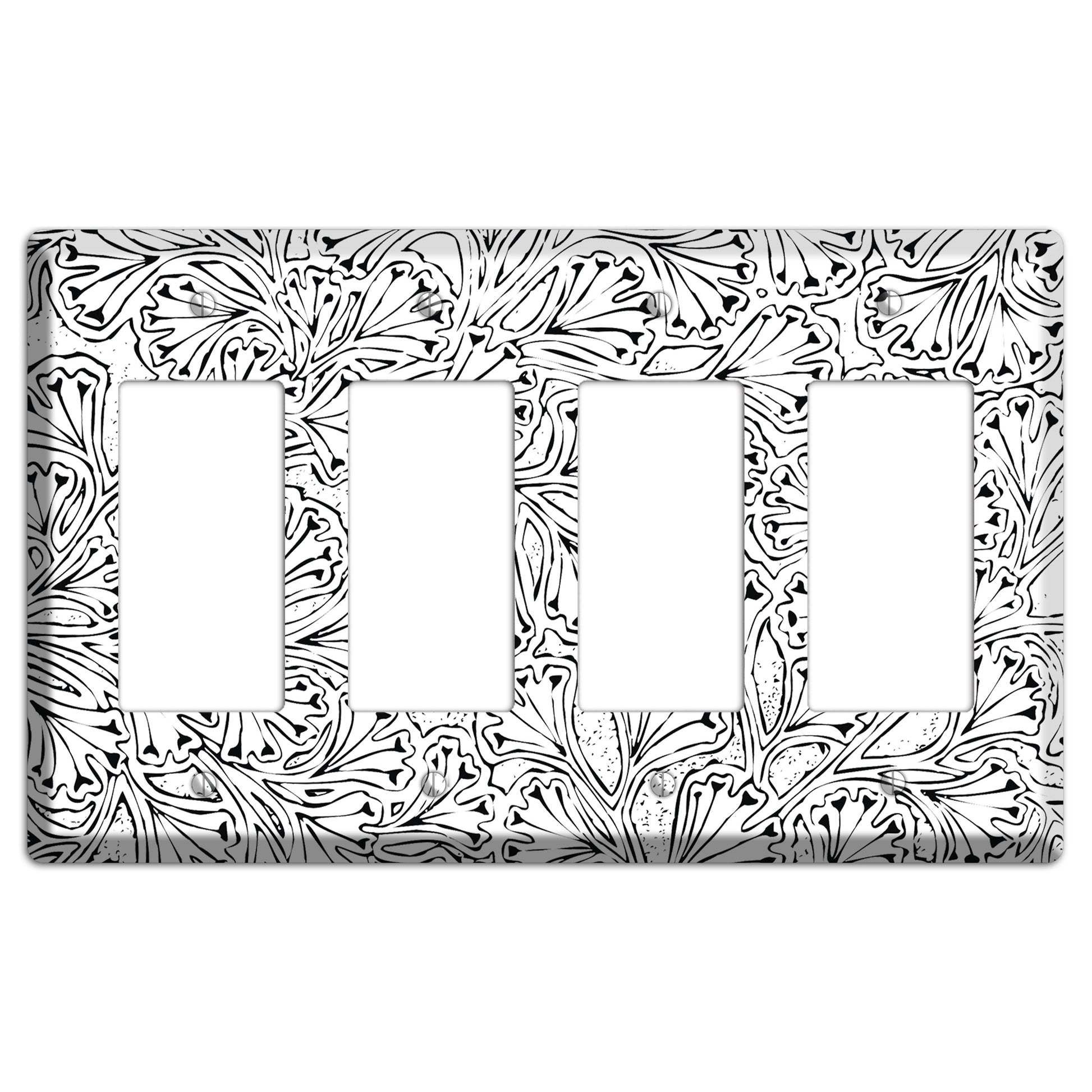 Deco Red Interlocking Floral 4 Rocker Wallplate