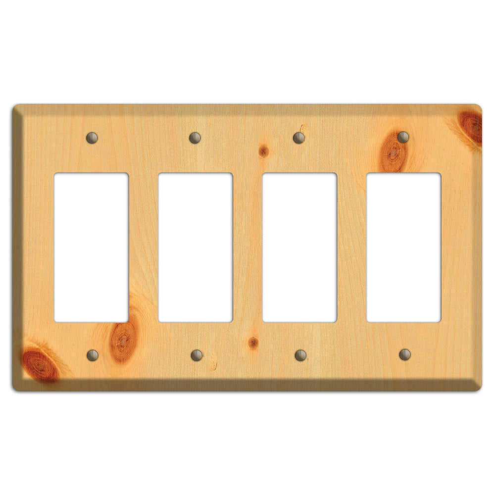 Unfinished Pine Wood Four rocker Switchplate