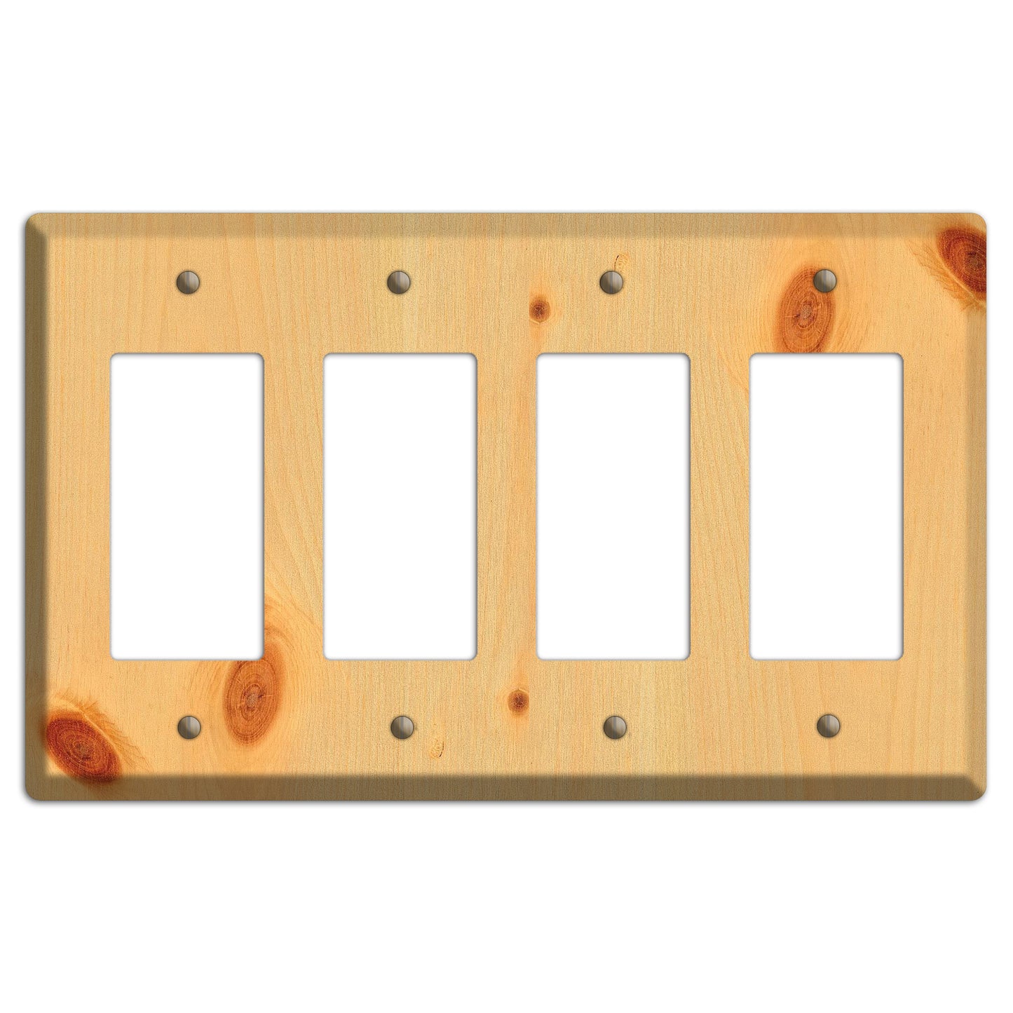 Unfinished Pine Wood Four rocker Switchplate