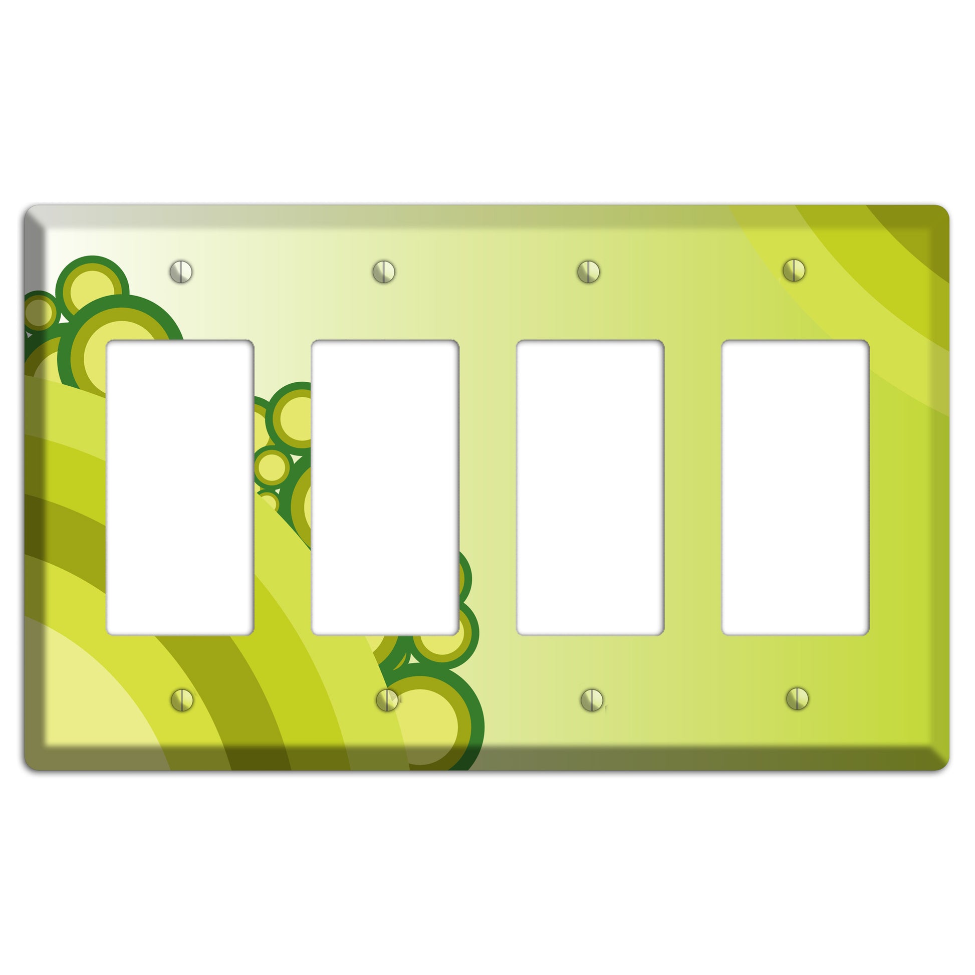 Green Rainbow Dots 4 Rocker Wallplate