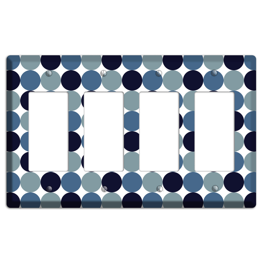 Multi Dusty Blue Tiled Dots 4 Rocker Wallplate