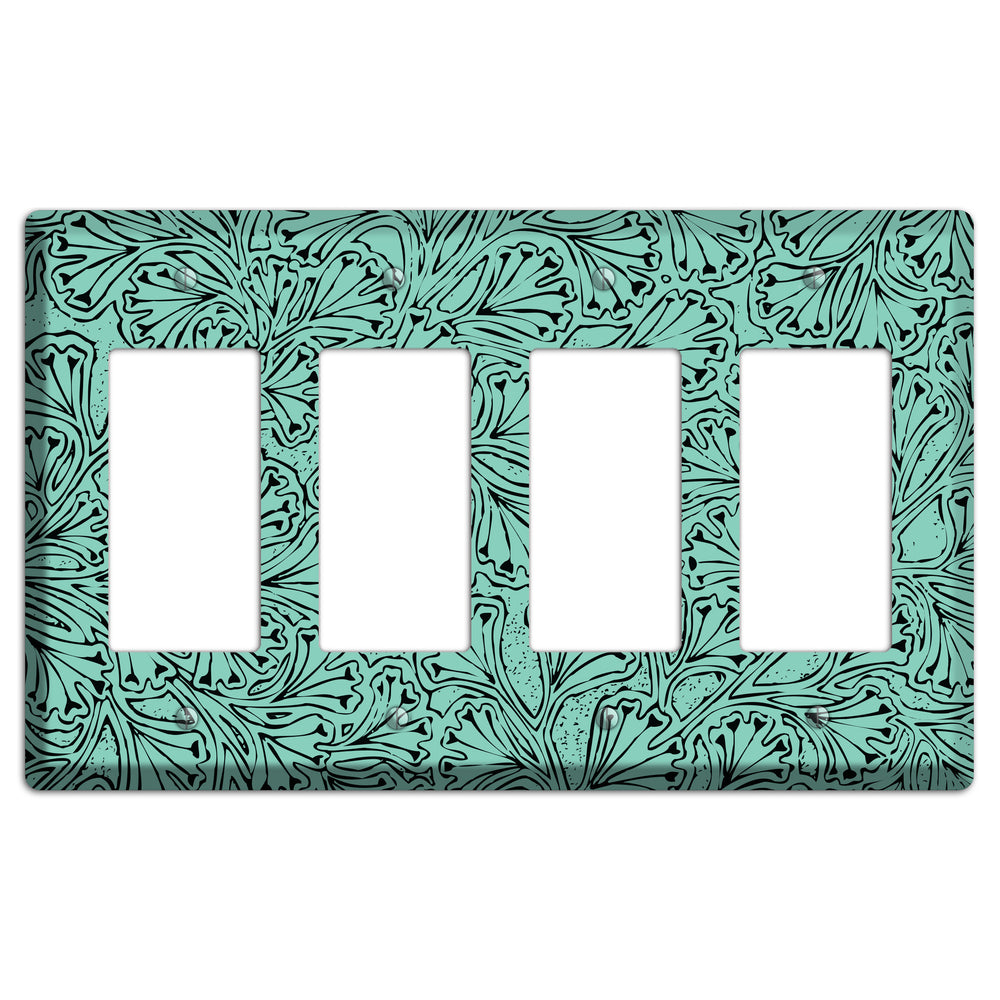 Deco Olive Interlocking Floral 4 Rocker Wallplate
