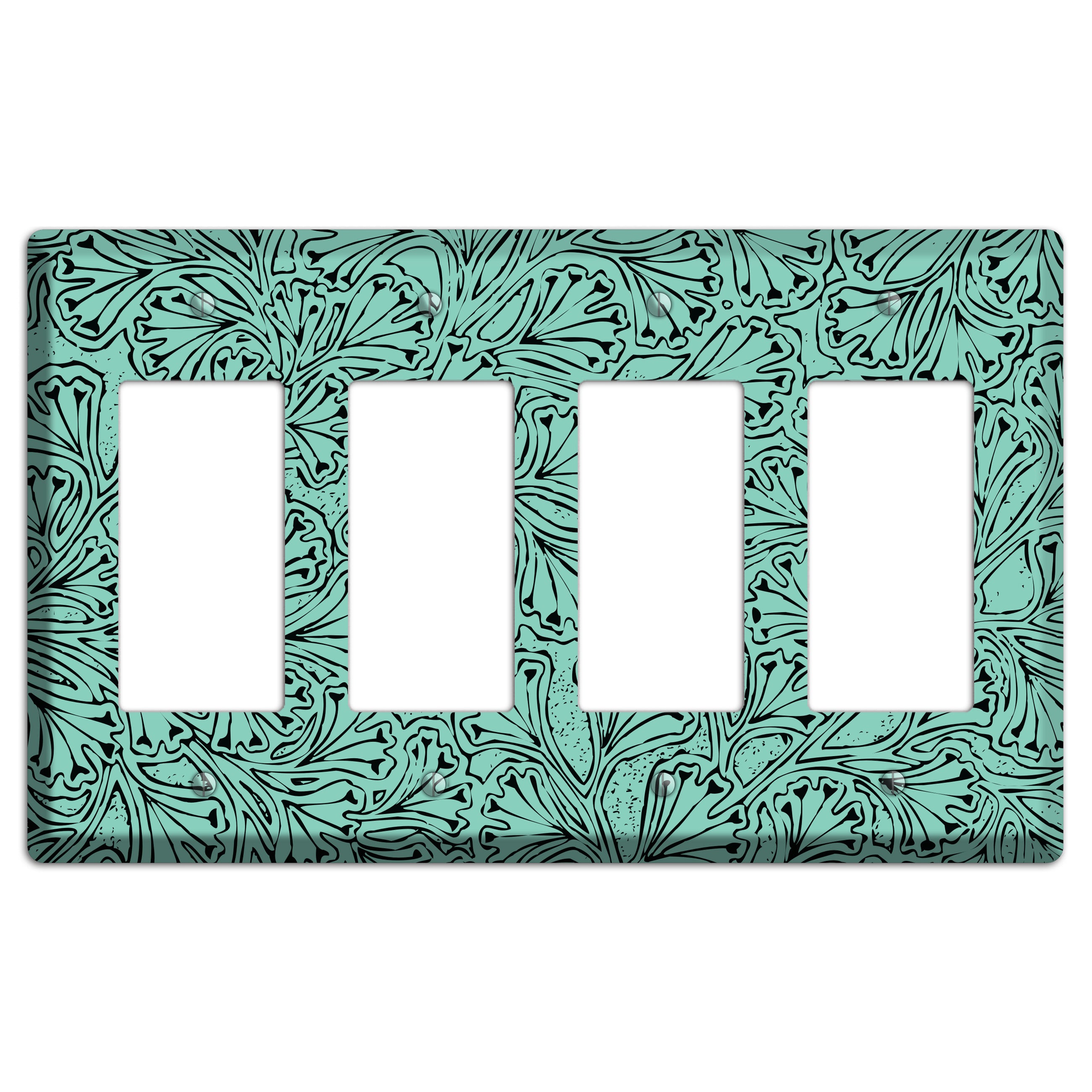 Deco Olive Interlocking Floral 4 Rocker Wallplate