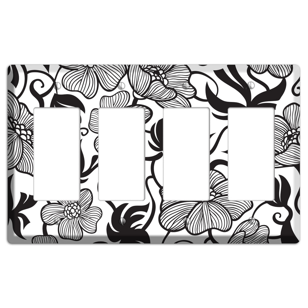 White with Black Tropical 4 Rocker Wallplate