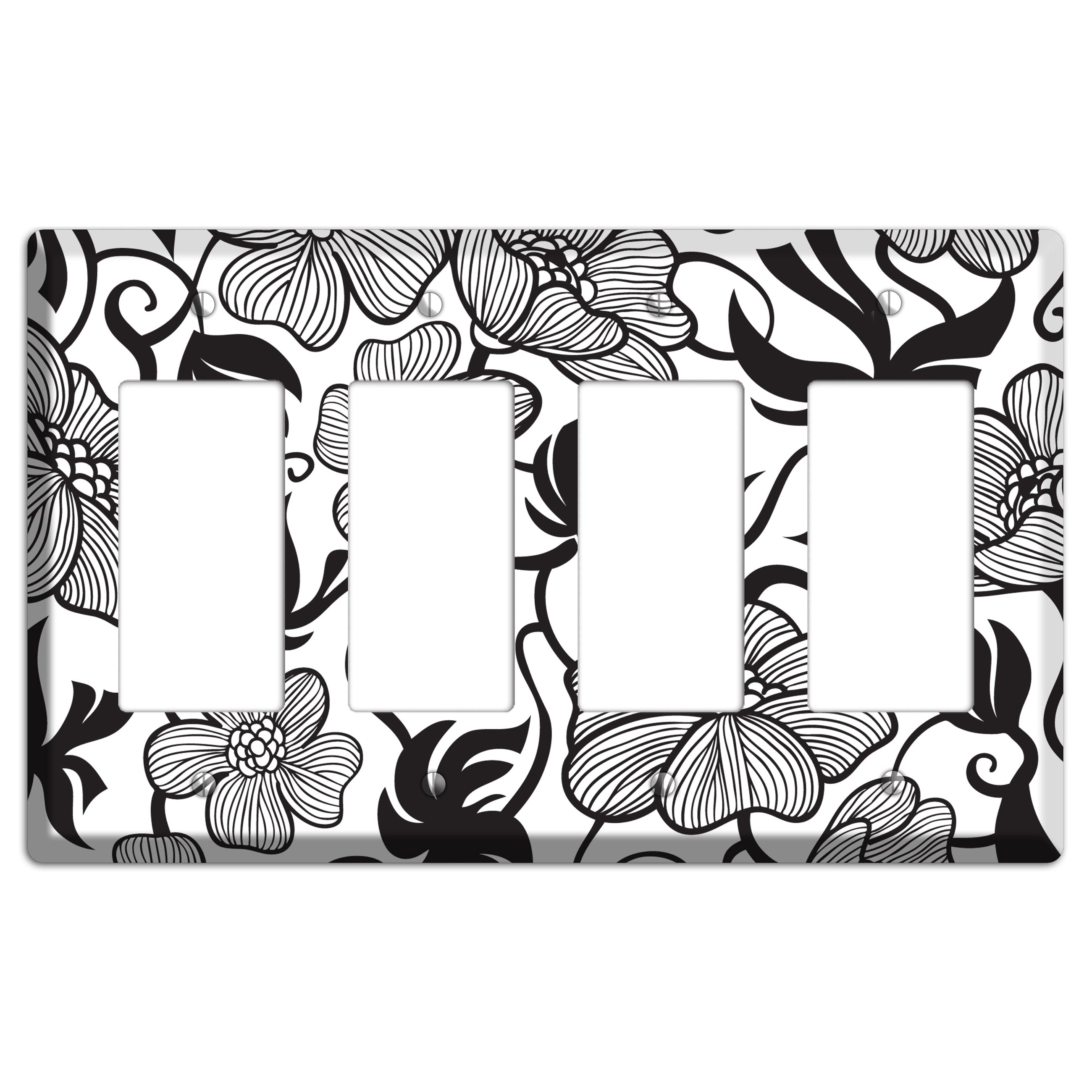 White with Black Tropical 4 Rocker Wallplate