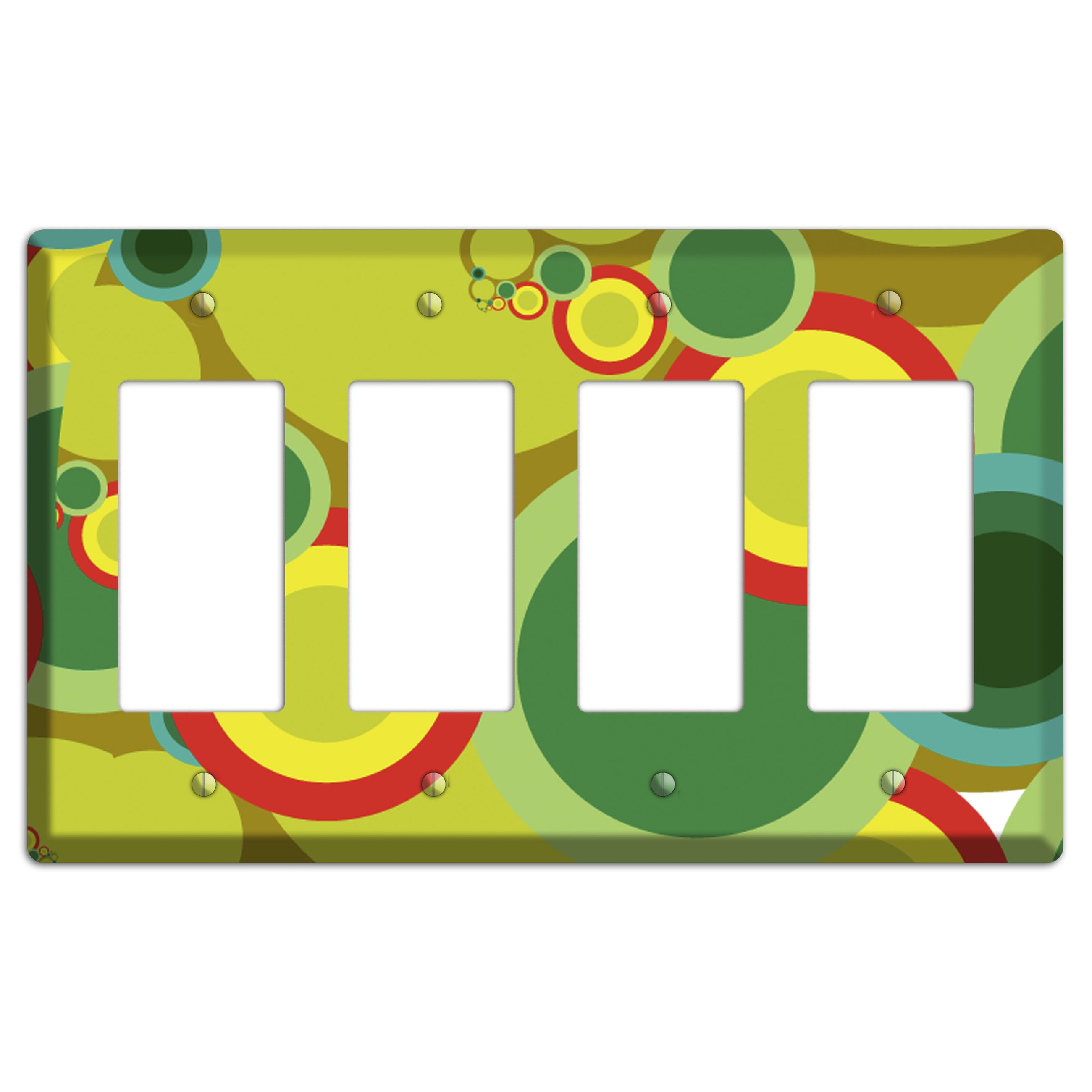 Green and Yellow Abstract Circles 4 Rocker Wallplate
