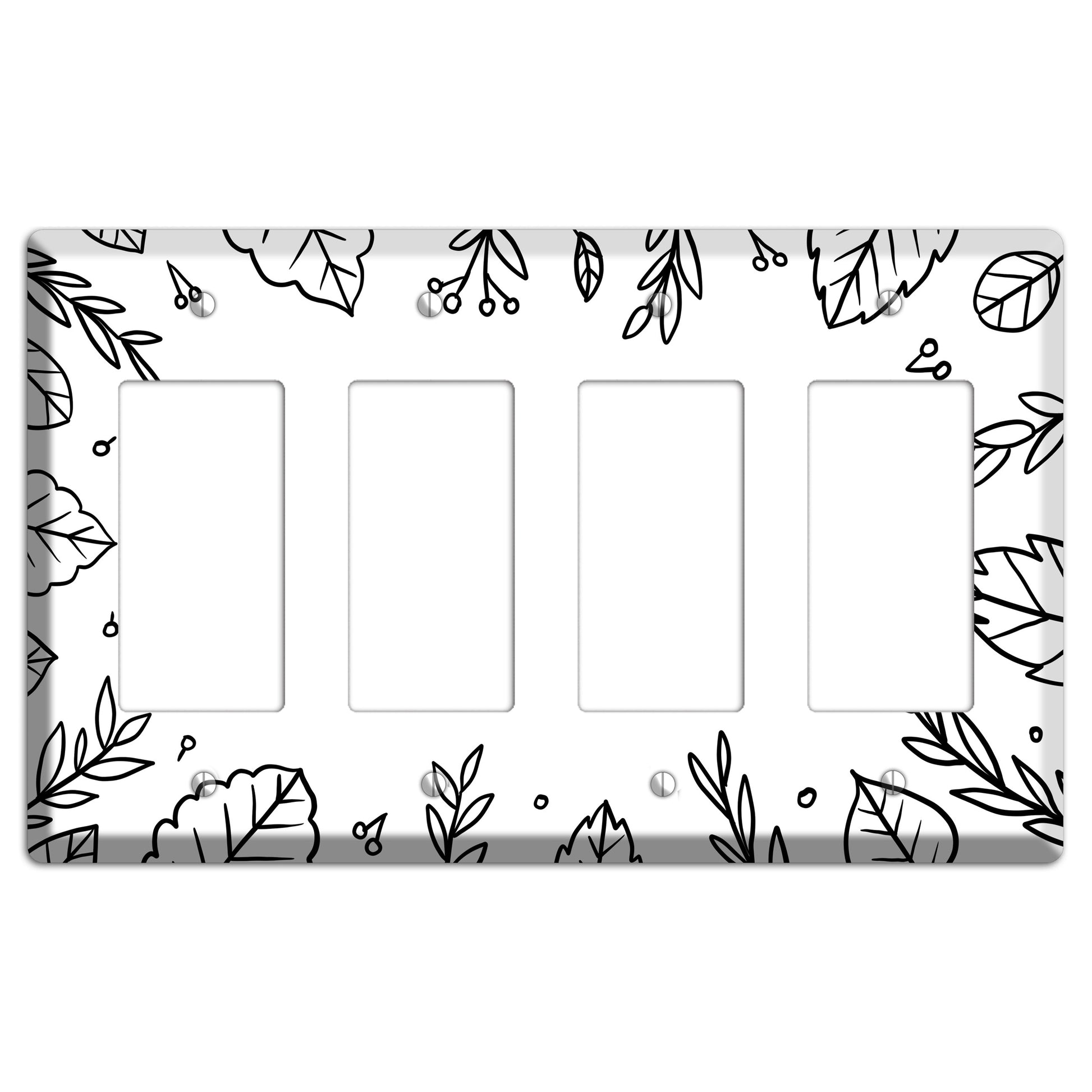 Hand-Drawn Floral 34 4 Rocker Wallplate