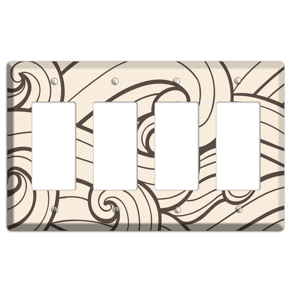 Abstract Curl Beige 4 Rocker Wallplate