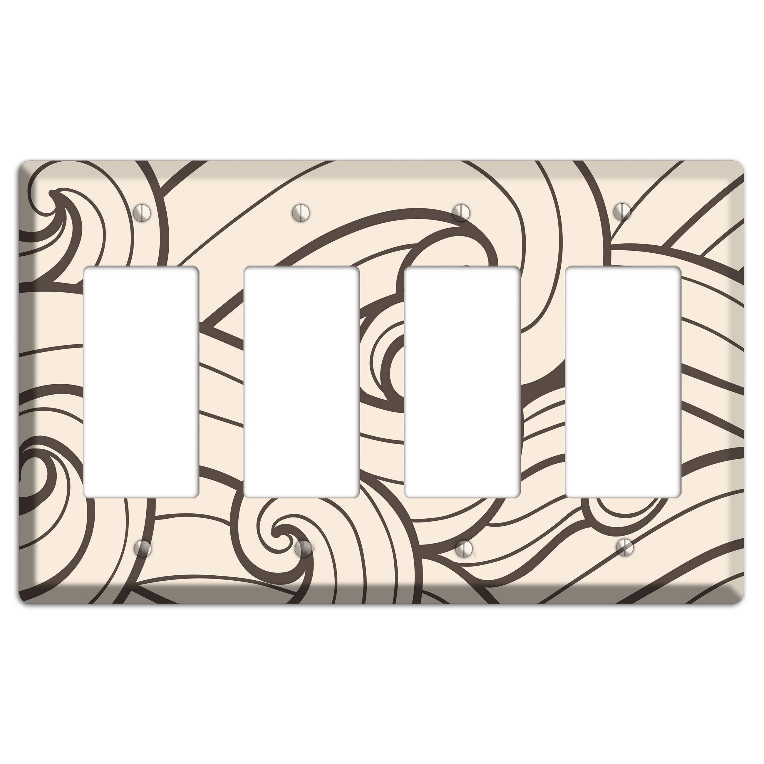 Abstract Curl Beige 4 Rocker Wallplate