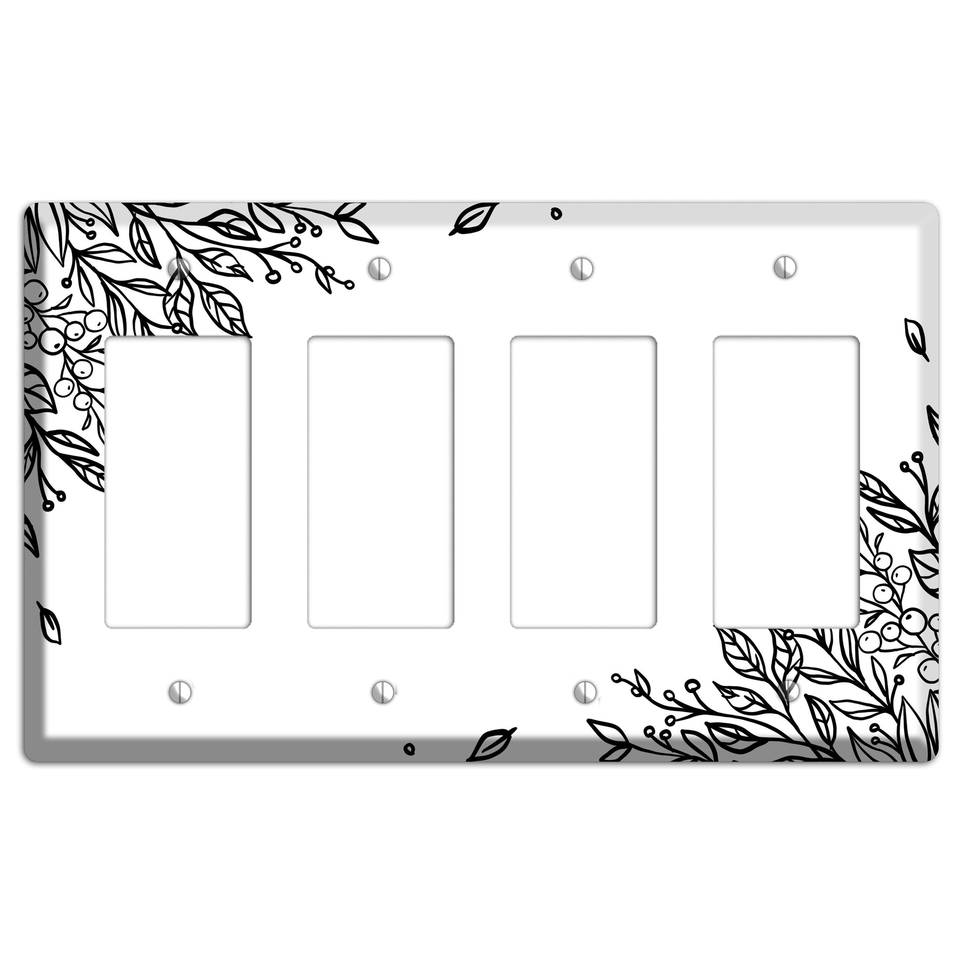 Hand-Drawn Floral 4 4 Rocker Wallplate