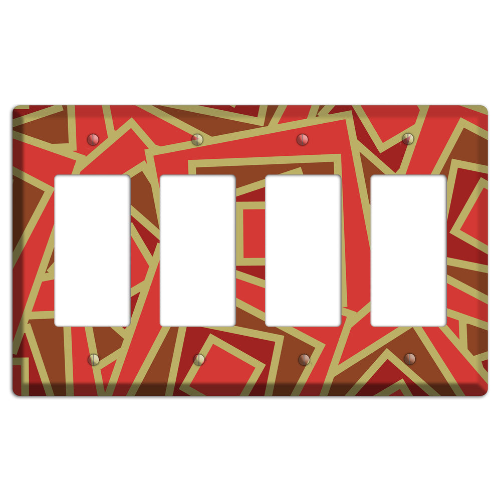 Red and Brown Retro Cubist 4 Rocker Wallplate