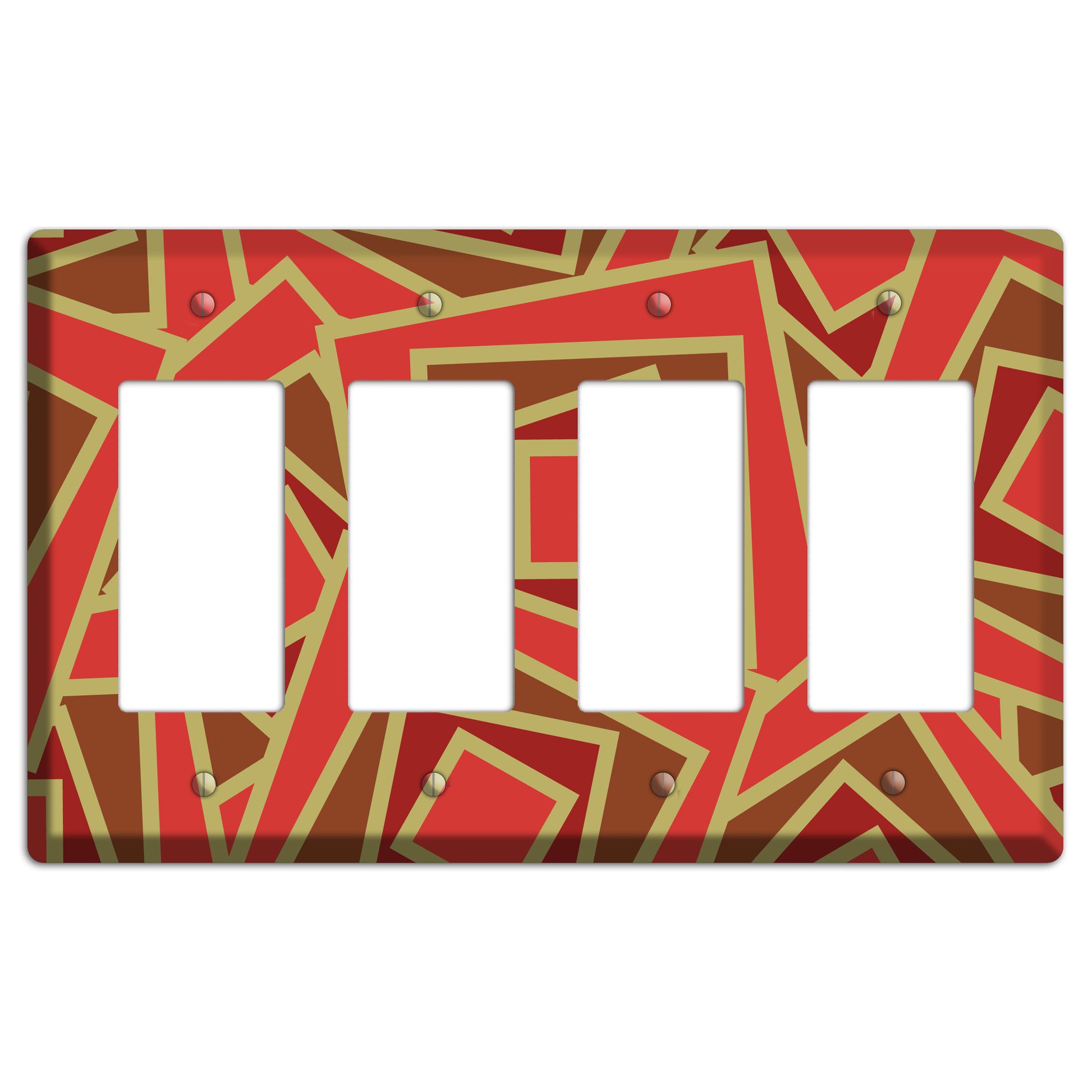 Red and Brown Retro Cubist 4 Rocker Wallplate
