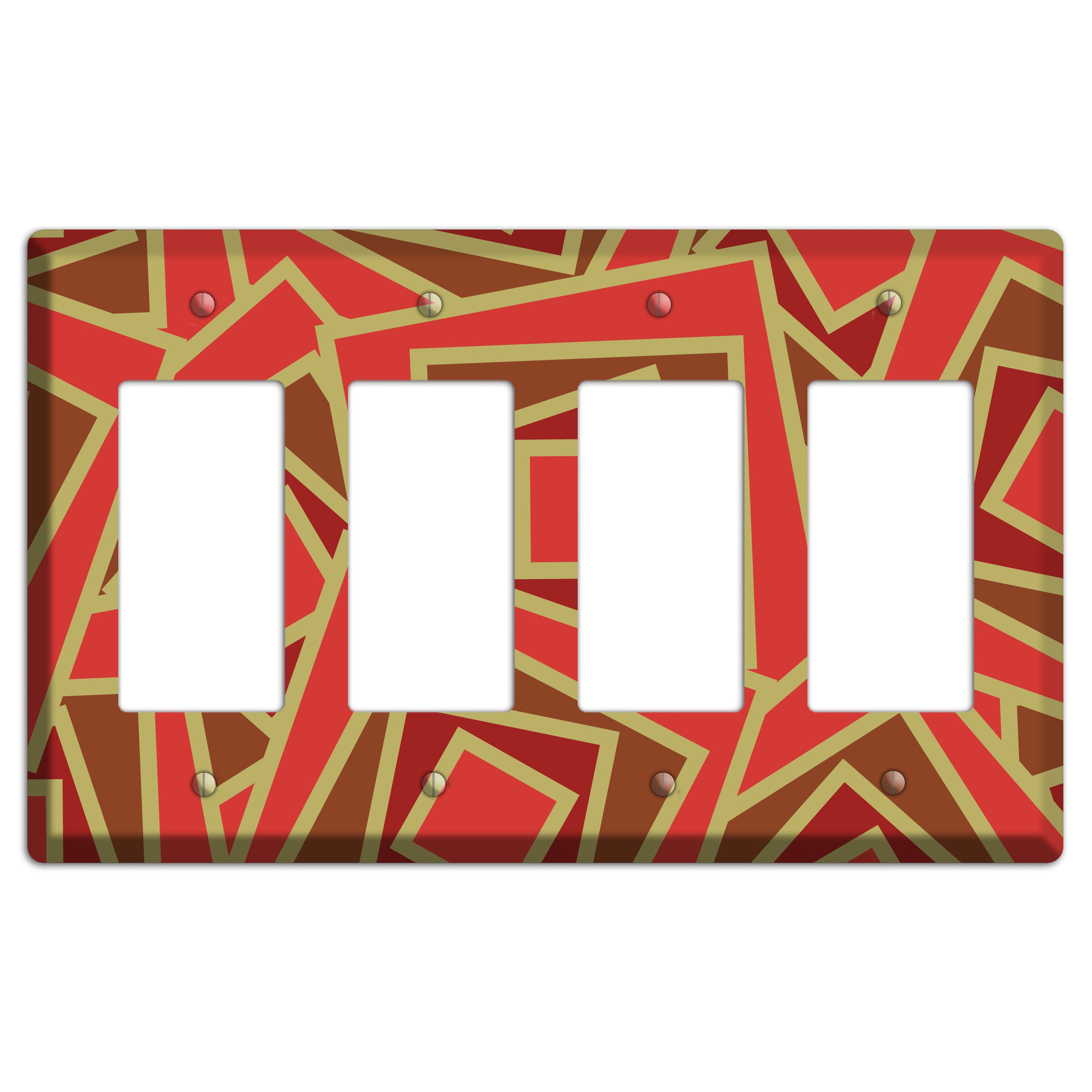 Red and Brown Retro Cubist 4 Rocker Wallplate