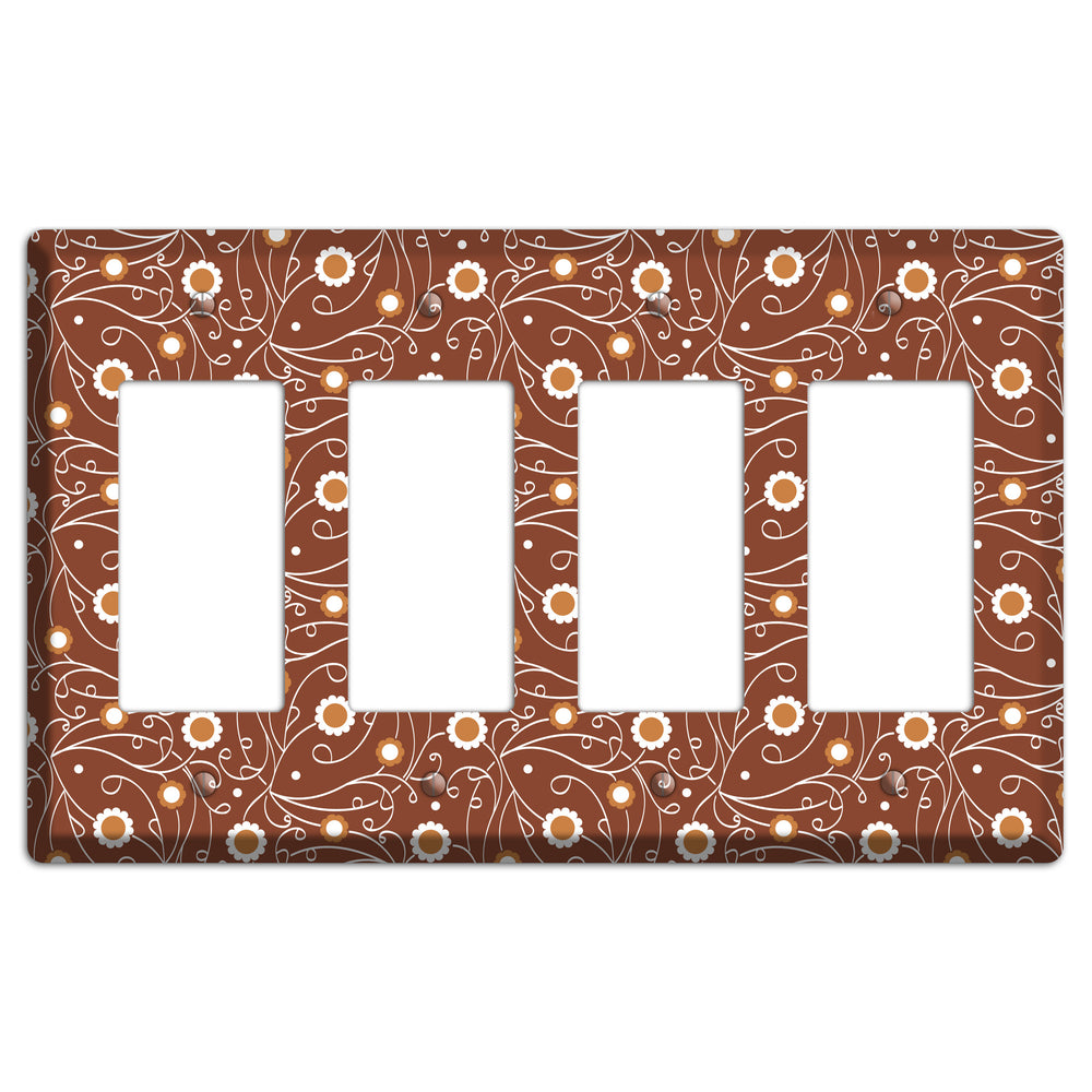 Brown Vine Floral 4 Rocker Wallplate