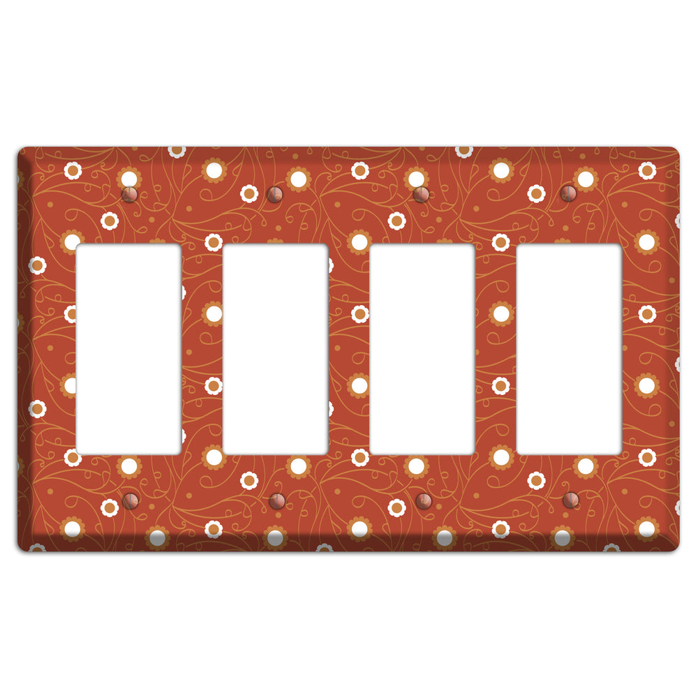 Red Vine Floral 4 Rocker Wallplate