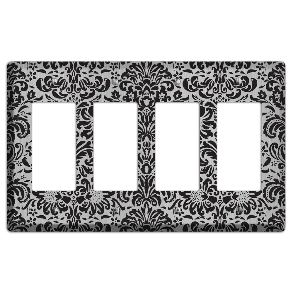Black Toile Stainless Steel 4 Rocker Wallplate
