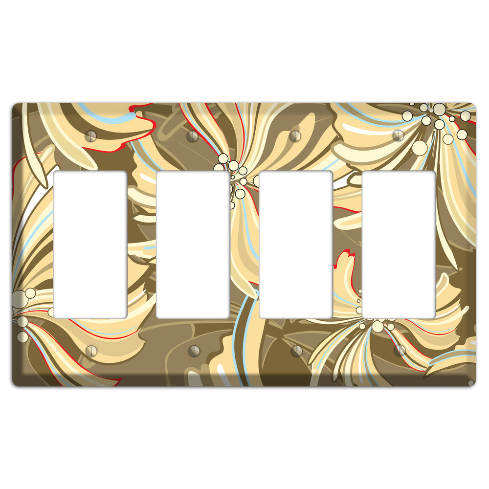 Brown Deco Blossoms 4 Rocker Wallplate