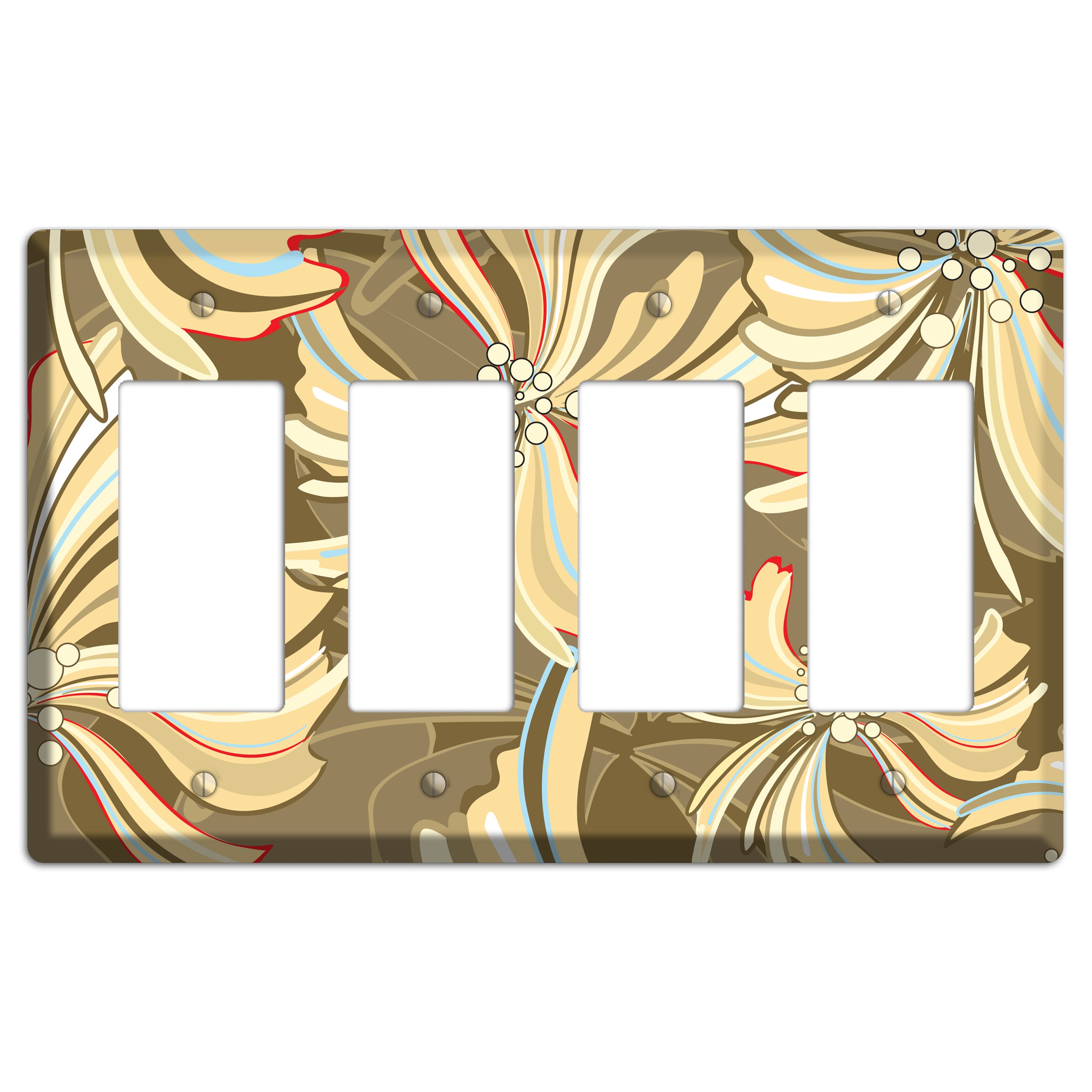 Brown Deco Blossoms 4 Rocker Wallplate