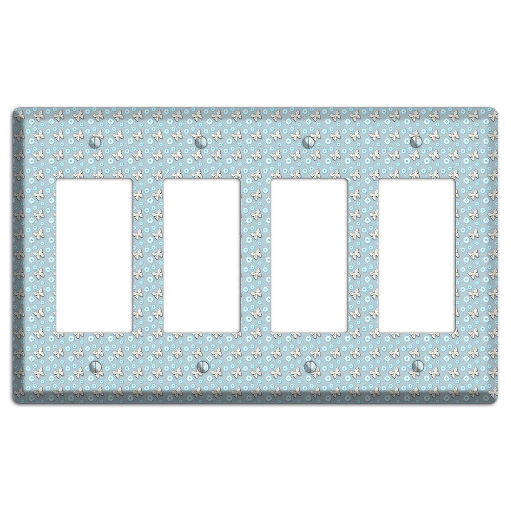 Blue with Butterflies 4 Rocker Wallplate