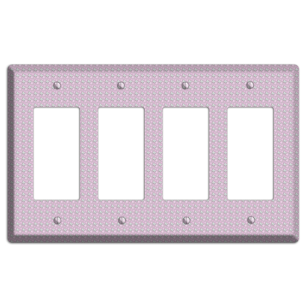 Pink with Butterflies 4 Rocker Wallplate