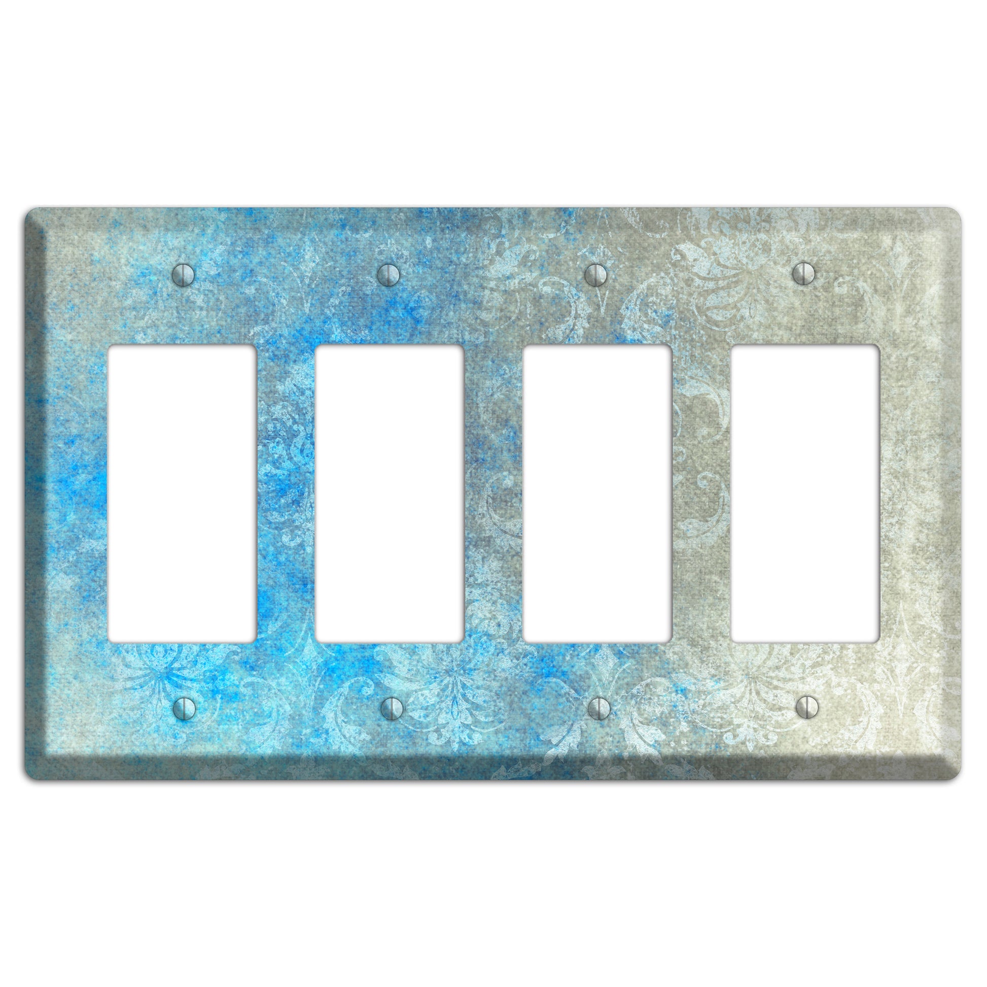 Picton Blue Whimsical Damask 4 Rocker Wallplate