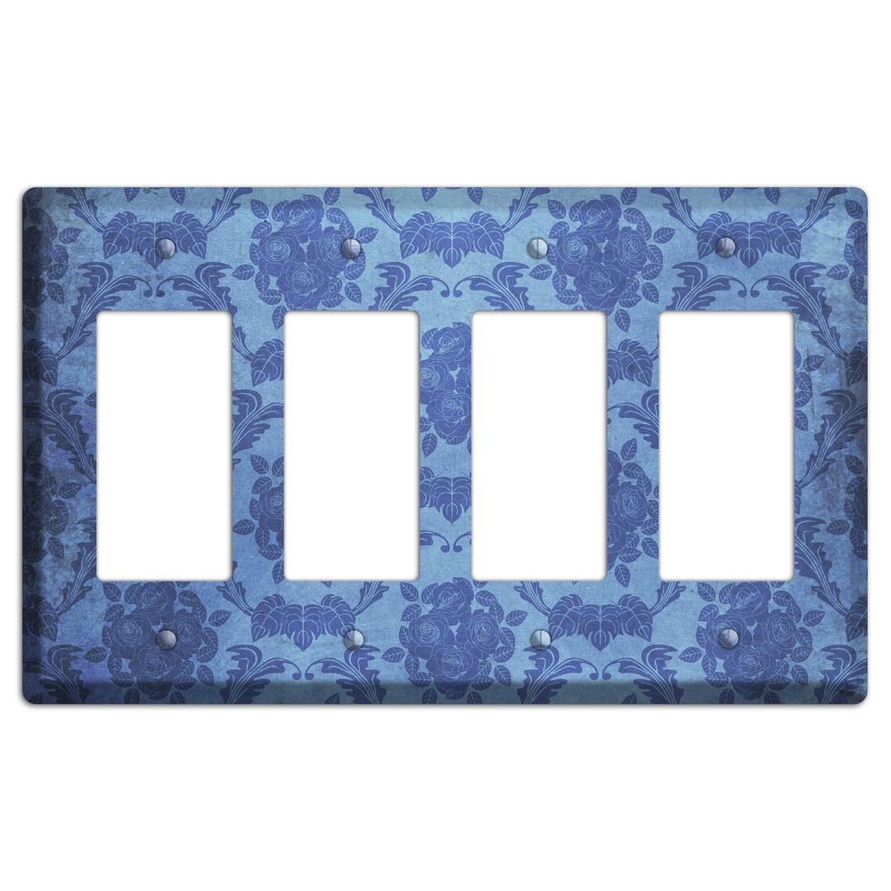 Polo Blue Vintage Rose Damask 4 Rocker Wallplate