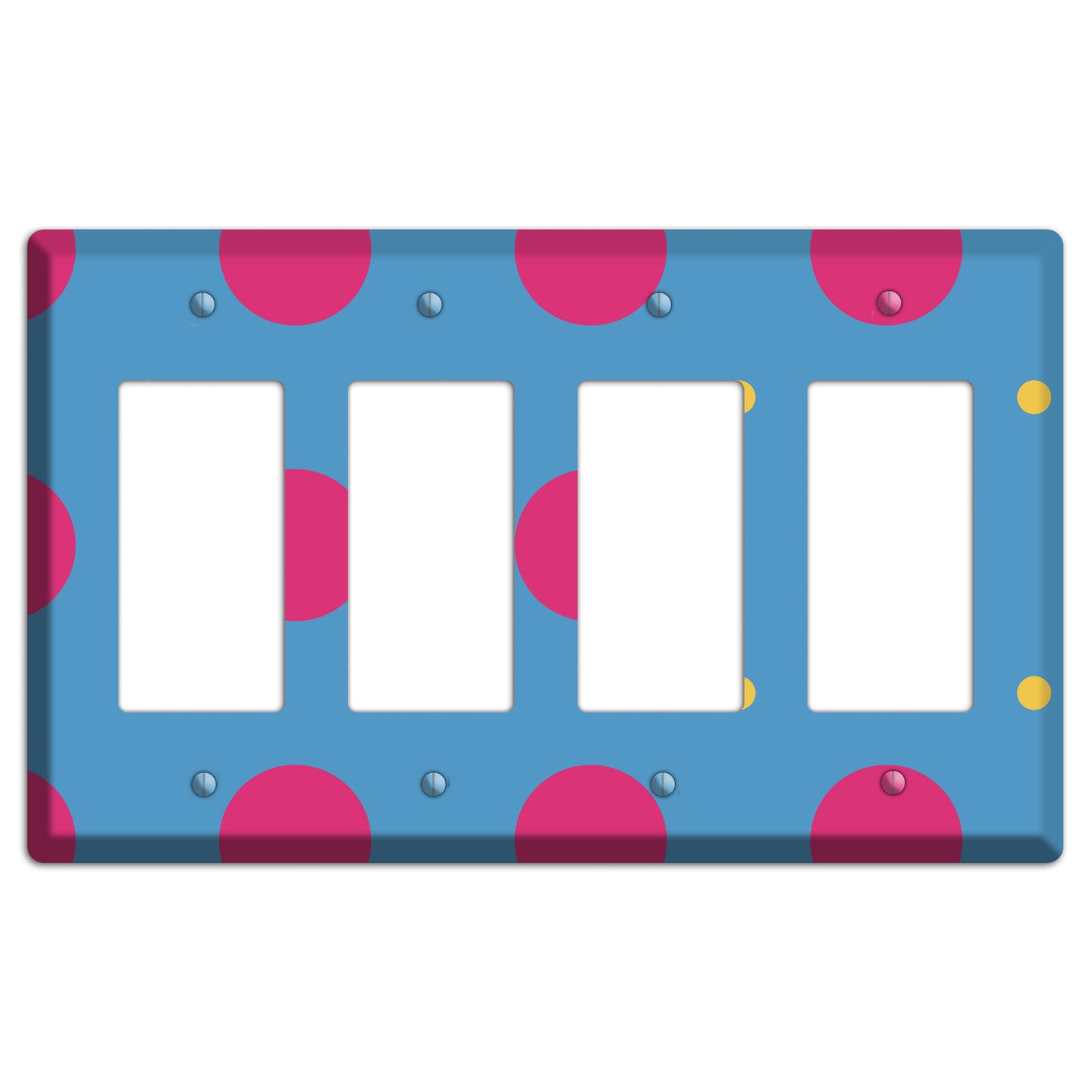Blue with Pink and Yellow Multi Tiled Medium Dots 4 Rocker Wallplate