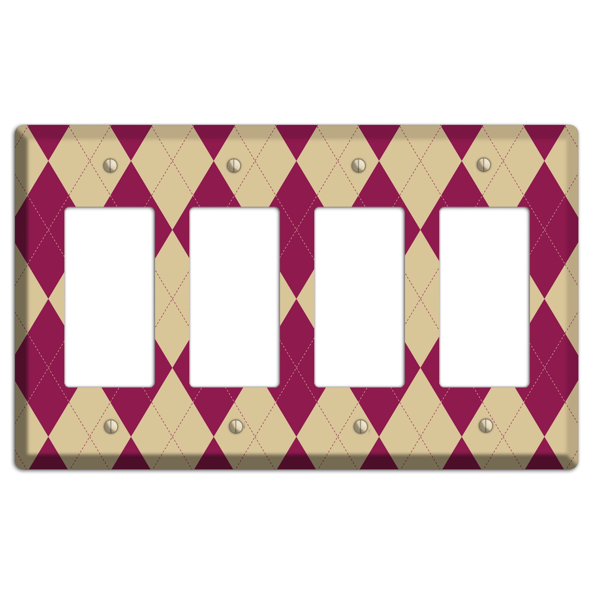 Red and Tan Argyle 4 Rocker Wallplate
