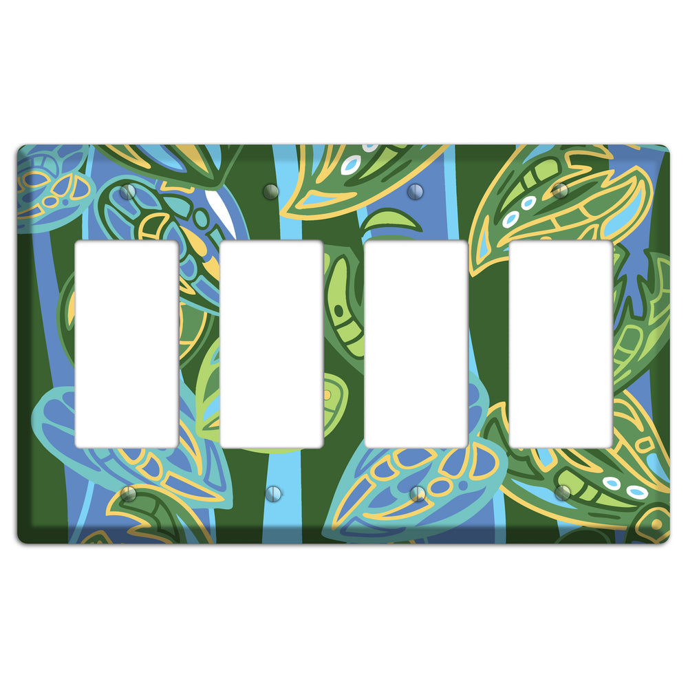 Pacific Blue and Green 4 Rocker Wallplate
