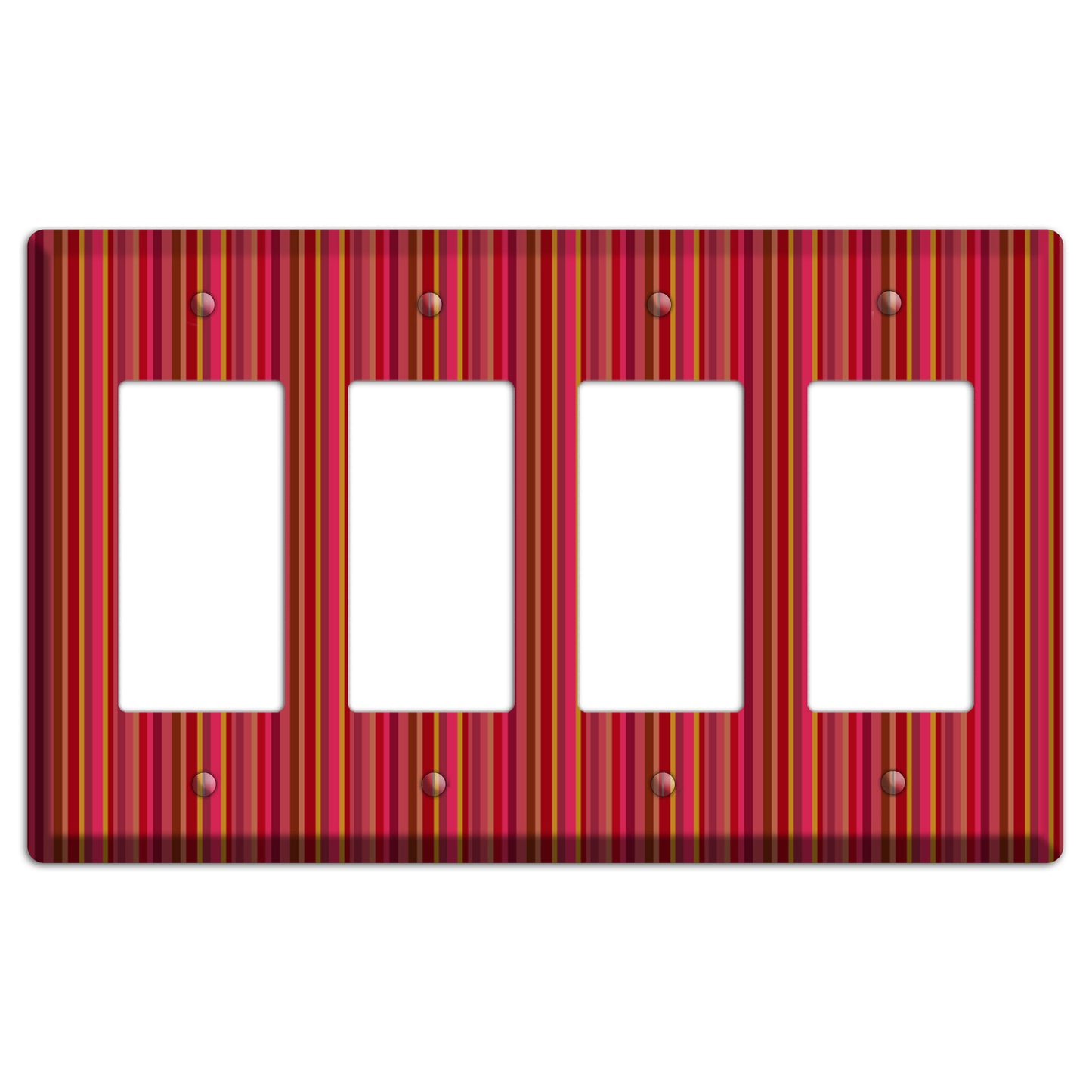 Multi Red Vertical Stripes 2 4 Rocker Wallplate