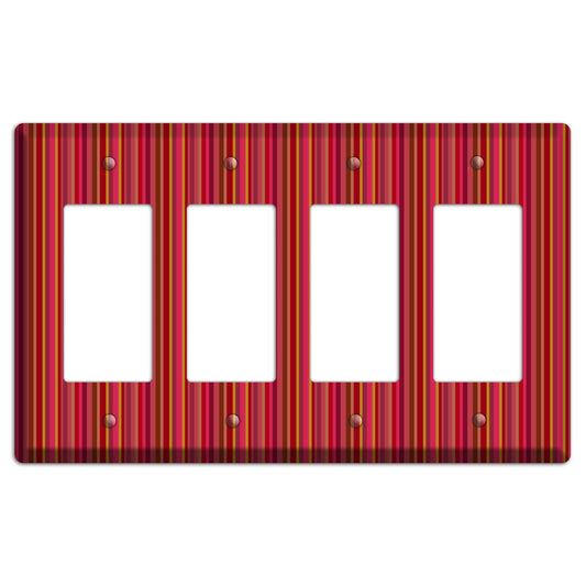 Multi Red Vertical Stripes 2 4 Rocker Wallplate