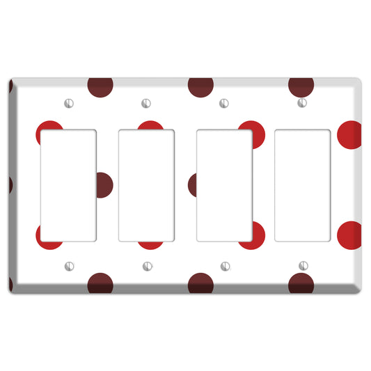 Red and Brown Medium Polka Dots 4 Rocker Wallplate