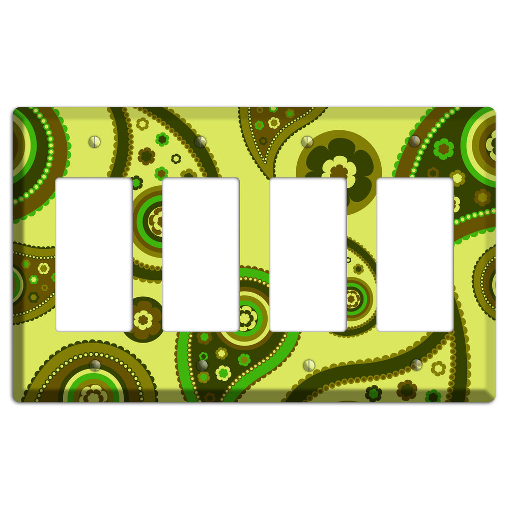 Bright Green Paisley 4 Rocker Wallplate